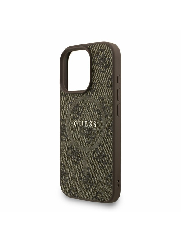 Guess Guess PU Leather 4G Colored Ring Strap MagSafe Stražnji Poklopac za iPhone 16 Pro Brown