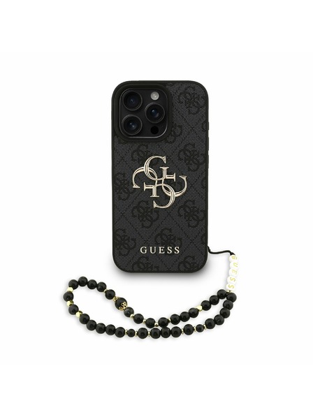 Guess Guess PU 4G Metal Logo Strap Stražnji Poklopac za iPhone 16 Pro Max Black