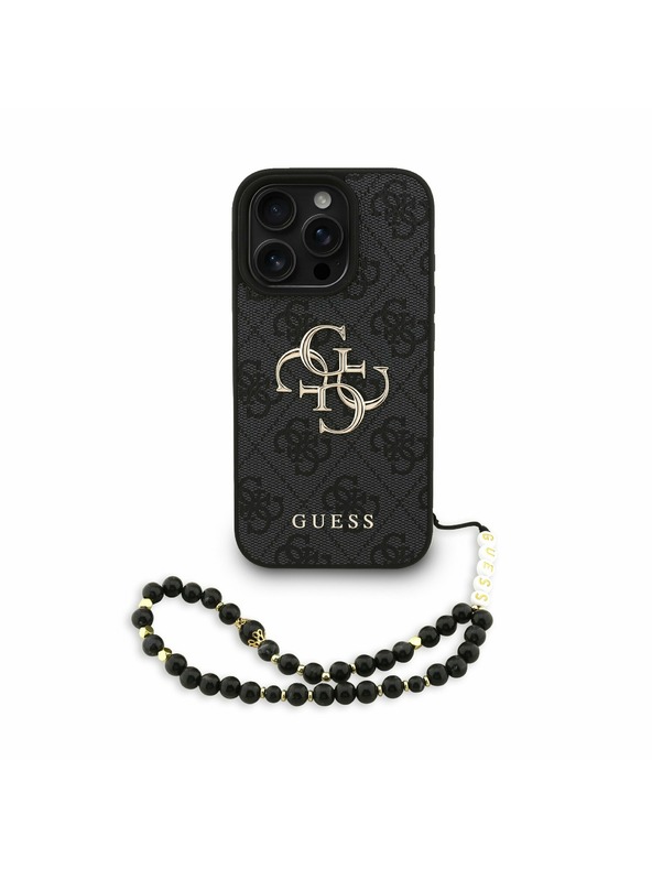 Guess Guess PU 4G Metal Logo Strap Stražnji Poklopac za iPhone 16 Pro Max Black