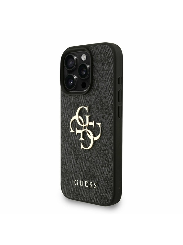 Guess Guess PU 4G Metal Logo Strap Stražnji Poklopac za iPhone 16 Pro Max Black