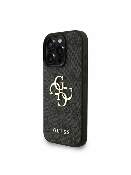 Guess Guess PU 4G Metal Logo Strap Stražnji Poklopac za iPhone 16 Pro Max Black
