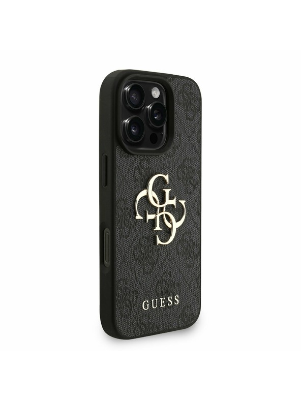 Guess Guess PU 4G Metal Logo Strap Stražnji Poklopac za iPhone 16 Pro Max Black