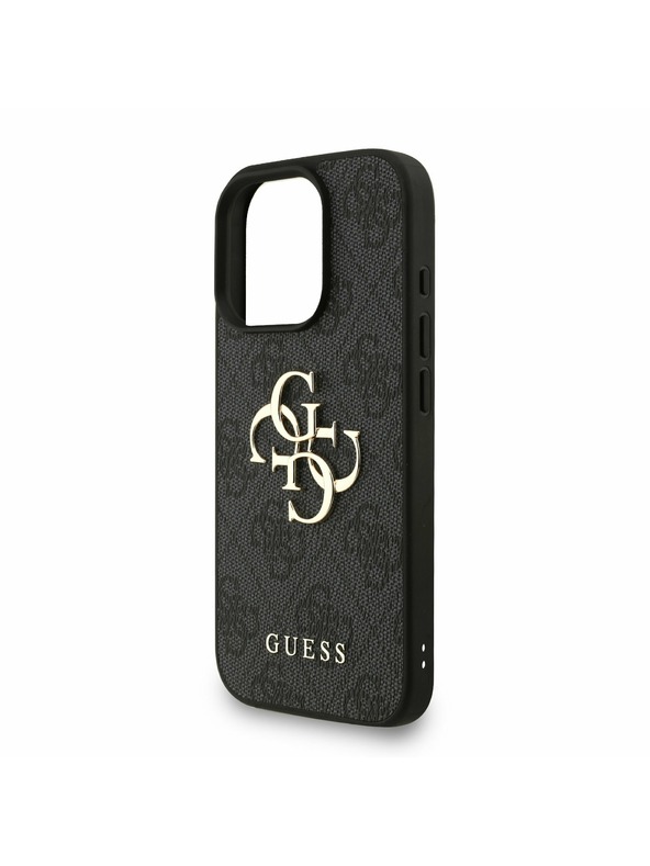 Guess Guess PU 4G Metal Logo Strap Stražnji Poklopac za iPhone 16 Pro Max Black