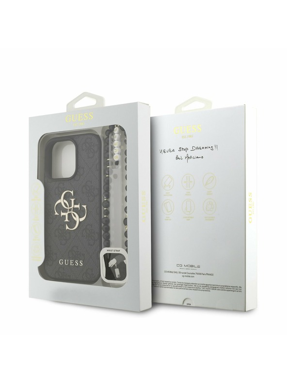 Guess Guess PU 4G Metal Logo Strap Stražnji Poklopac za iPhone 16 Pro Max Black