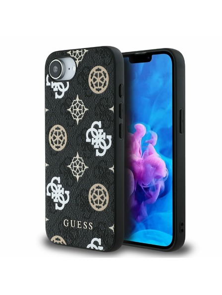 Guess Guess PU 4G Peony MagSafe Stražnji Poklopac za iPhone 16e Black
