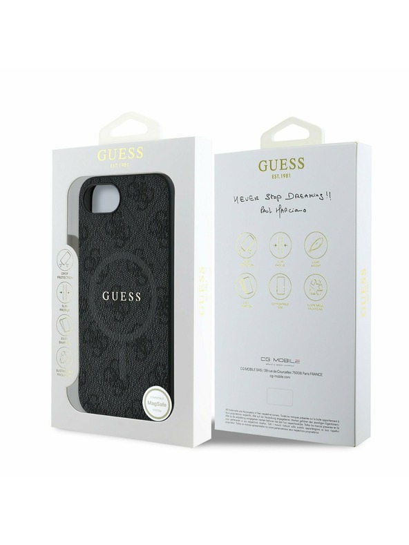 Guess Guess PU Leather 4G Colored Ring MagSafe Stražnji Poklopac za iPhone 16e Black