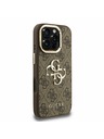 Guess Guess PU 4G Metal Logo Stand Camera Frame Stražnji Poklopac za iPhone 16 Pro Brown