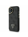 Guess Guess PU 4G Strass Triangle Logo Stand Camera Frame MagSafe Stražnji Poklopac za iPhone 16 Black