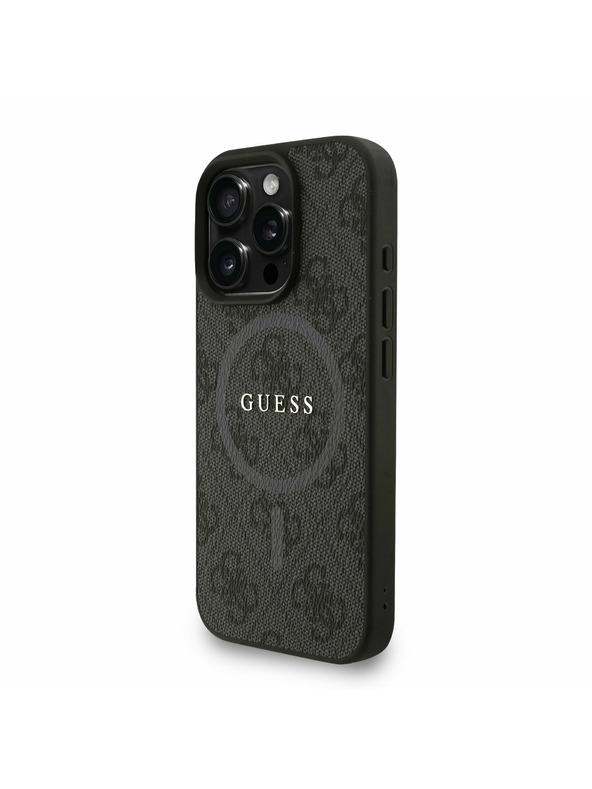 Guess Guess PU Leather 4G Colored Ring Strap MagSafe Stražnji Poklopac za iPhone 16 Pro Max Black