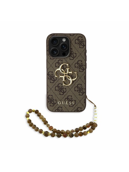 Guess Guess PU 4G Metal Logo Strap Stražnji Poklopac za iPhone 15 Pro Brown
