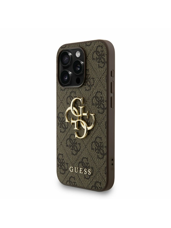 Guess Guess PU 4G Metal Logo Strap Stražnji Poklopac za iPhone 15 Pro Brown