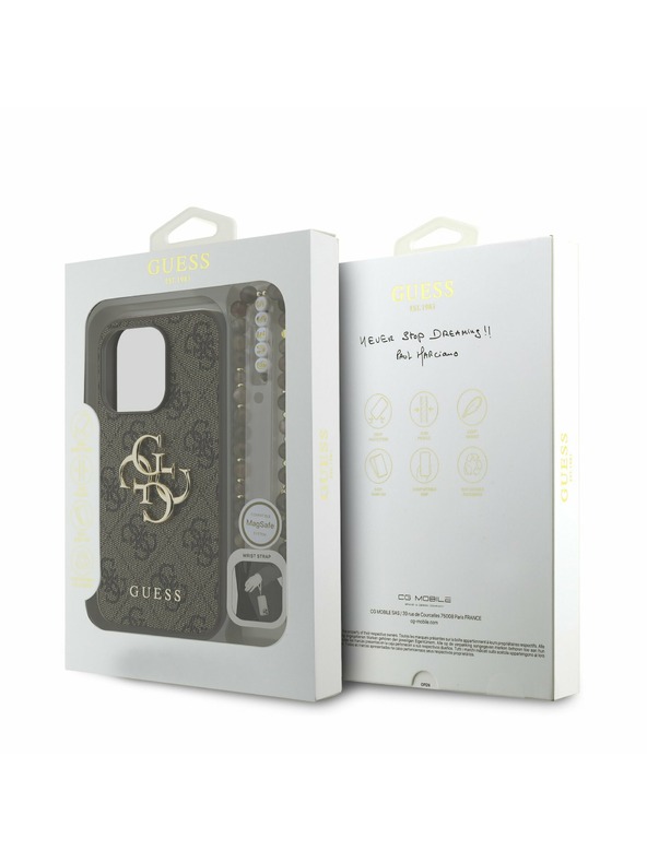 Guess Guess PU 4G Metal Logo Strap Stražnji Poklopac za iPhone 15 Pro Brown