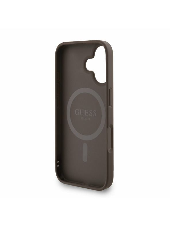 Guess Guess PU Leather 4G Colored Ring Strap MagSafe Stražnji Poklopac za iPhone 16 Brown