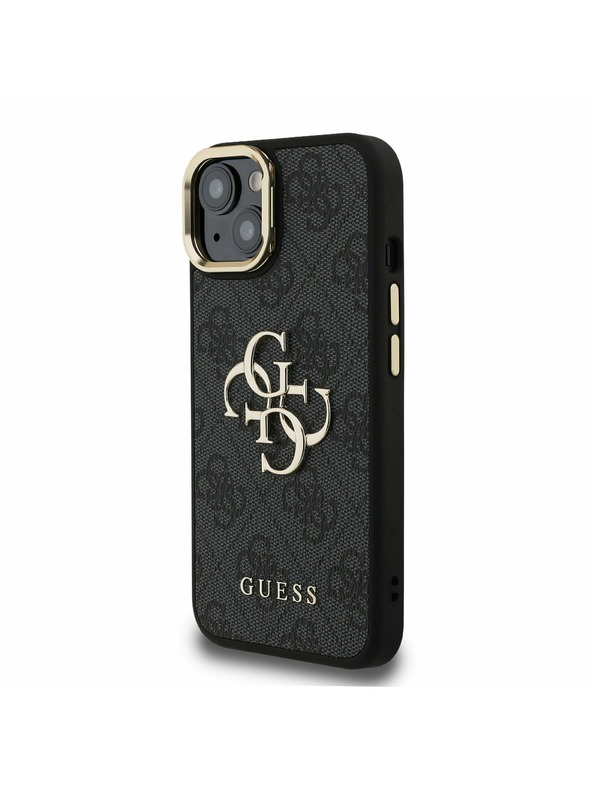 Guess Guess PU 4G Metal Logo Stand Camera Frame Stražnji Poklopac za iPhone 13 Black