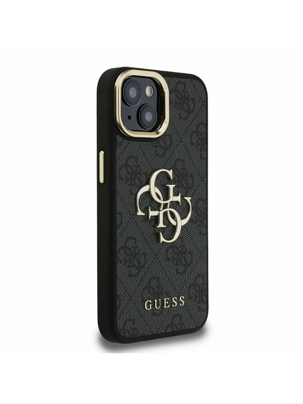 Guess Guess PU 4G Metal Logo Stand Camera Frame Stražnji Poklopac za iPhone 13 Black