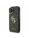 Guess Guess PU 4G Metalni Logo Stand Ovitak za kameru Stražnji poklopac za iPhone 16 Crni