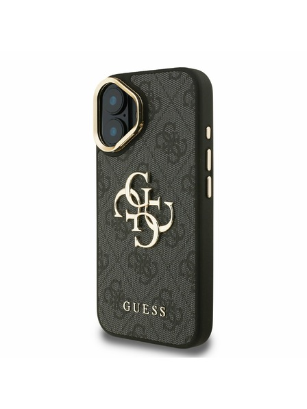 Guess Guess PU 4G Metalni Logo Stand Ovitak za kameru Stražnji poklopac za iPhone 16 Crni