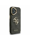 Guess Guess PU 4G Metalni Logo Stand Ovitak za kameru Stražnji poklopac za iPhone 16 Crni