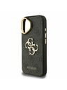 Guess Guess PU 4G Metalni Logo Stand Ovitak za kameru Stražnji poklopac za iPhone 16 Crni