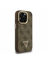 Guess Guess PU 4G Strass Triangle Logo Stand Ovitak za kameru s magnetskim poklopcem za iPhone 15 Pro Max Smeđi