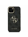 Guess Guess PU 4G Metalni Logo Stand Ovitak za kameru Stražnji poklopac za iPhone 15 Crni