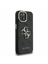 Guess Guess PU 4G Metalni Logo Stand Ovitak za kameru Stražnji poklopac za iPhone 15 Crni