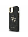 Guess Guess PU 4G Metalni Logo Stand Ovitak za kameru Stražnji poklopac za iPhone 15 Crni
