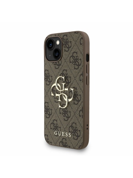 Guess Guess PU 4G Metalni Logo Remen Stražnji poklopac za iPhone 15 Smeđi