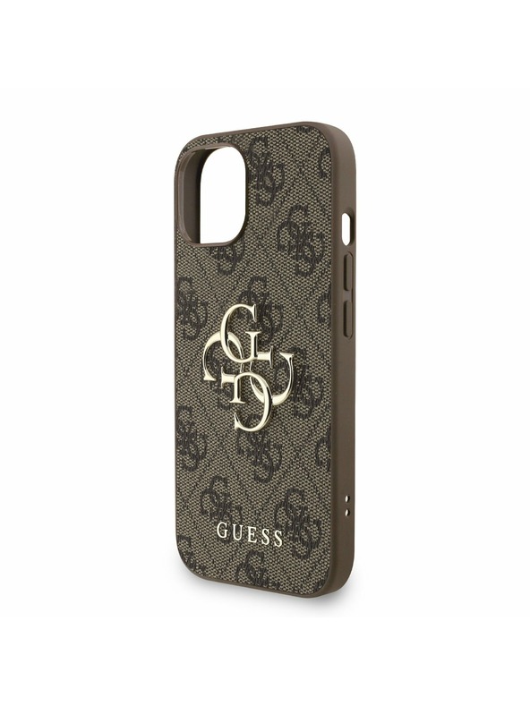 Guess Guess PU 4G Metalni Logo Remen Stražnji poklopac za iPhone 15 Smeđi