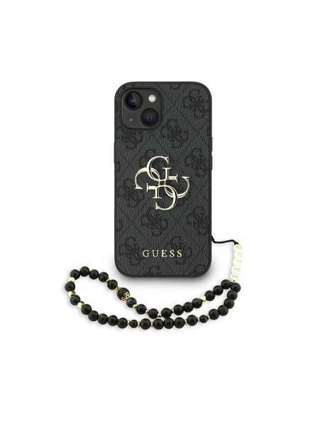 Guess Guess PU 4G Metalni Logo Remen Stražnji poklopac za iPhone 15 Crni