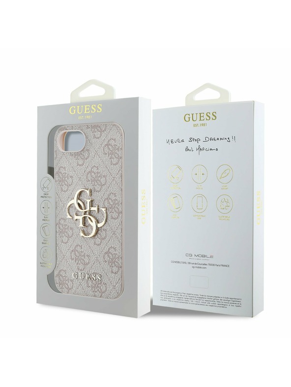 Guess Guess PU 4G Metalni Logo Stražnji poklopac za iPhone 16e Rozi