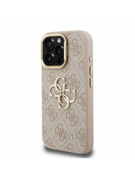 Guess Guess PU 4G Metalni Logo Stand Ovitak za kameru Stražnji poklopac za iPhone 16 Pro Max Rozi