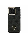 Guess Guess PU 4G Strass Triangle Logo Stand Ovitak za kameru s magnetskim poklopcem za iPhone 15 Pro Crni