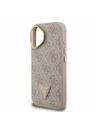 Guess Guess PU 4G Strass Triangle Logo Stand Ovitak za kameru s magnetskim poklopcem za iPhone 16 Rozi