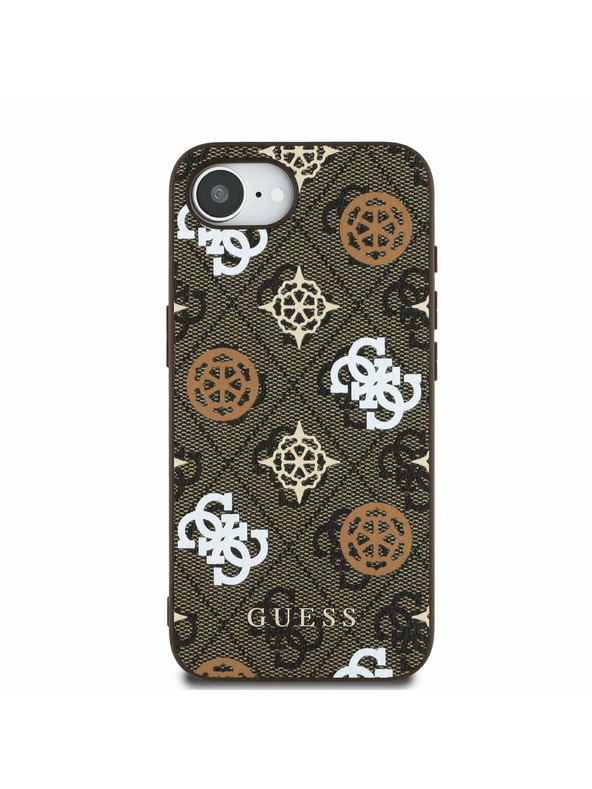 Guess Guess PU 4G Peony MagSafe Stražnji poklopac za iPhone 16e Smeđi