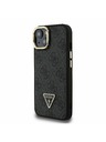 Guess Guess PU 4G Strass Triangle Logo Stand Ovitak za kameru s magnetskim poklopcem za iPhone 13 Crni