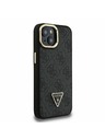 Guess Guess PU 4G Strass Triangle Logo Stand Ovitak za kameru s magnetskim poklopcem za iPhone 13 Crni