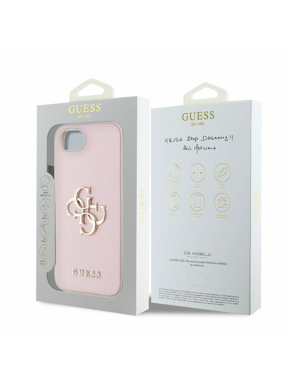 Guess Guess PU grani 4G metalni Logo stražnji poklopac za iPhone 16e Pink