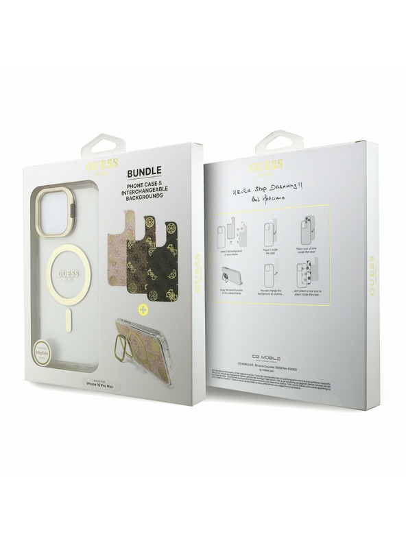 Guess Guess PC/TPU elektroplatirani stajativ za kameru MagSafe stražnji poklopac sa zamjenjivom pozadinom za iPhone 16 Pro Max