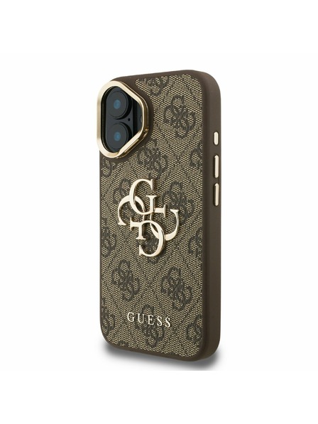 Guess Guess PU 4G metalni Logo stajativ za kameru stražnji poklopac za iPhone 16 Brown