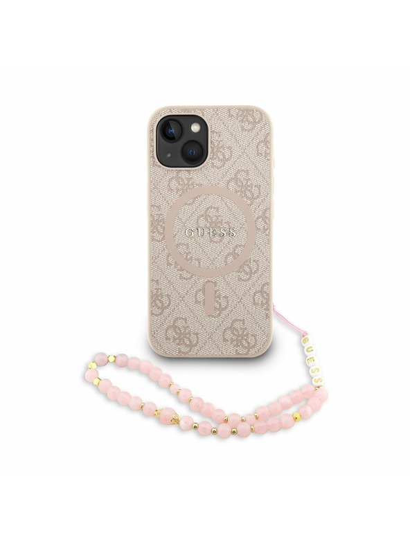 Guess Guess PU kožni 4G šareni prsten remen MagSafe stražnji poklopac za iPhone 15 Pink