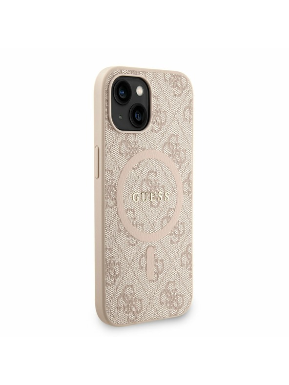 Guess Guess PU kožni 4G šareni prsten remen MagSafe stražnji poklopac za iPhone 15 Pink