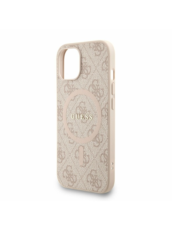 Guess Guess PU kožni 4G šareni prsten remen MagSafe stražnji poklopac za iPhone 15 Pink