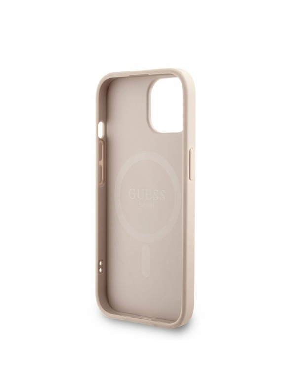 Guess Guess PU kožni 4G šareni prsten remen MagSafe stražnji poklopac za iPhone 15 Pink