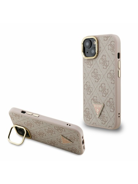 Guess Guess PU 4G Strass trokutasti Logo stajativ za kameru MagSafe stražnji poklopac za iPhone 14 Pink