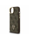 Guess Guess PU 4G Strass trokutasti Logo stajativ za kameru MagSafe stražnji poklopac za iPhone 15 Brown