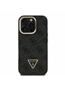 Guess Guess PU 4G Strass trokutasti Logo stajativ za kameru MagSafe stražnji poklopac za iPhone 16 Pro Black