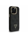 Guess Guess PU 4G Strass trokutasti Logo stajativ za kameru MagSafe stražnji poklopac za iPhone 16 Pro Black