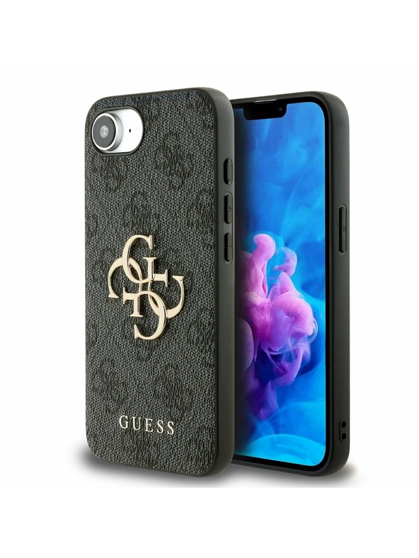 Guess Guess PU 4G metalni Logo stražnji poklopac za iPhone 16e Grey