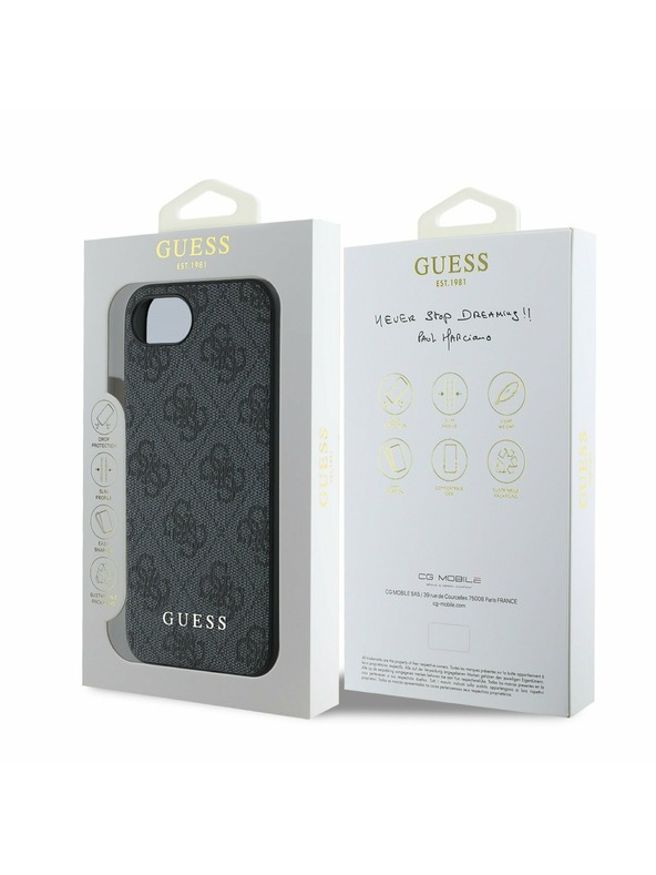 Guess Guess 4G Privjesak Stražnji Poklopac za iPhone 16e Ton na Tonu Siva